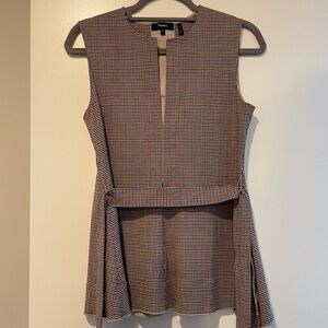 Theory Desza Check Peplum Top